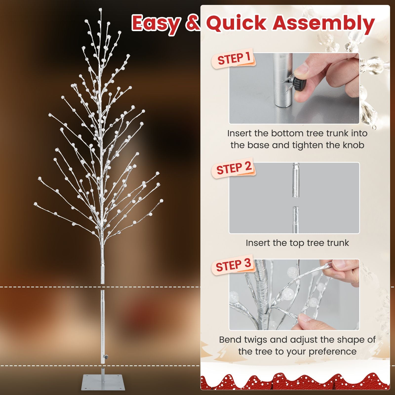 Light up your holidays with our stunning Christmas Birch Tree featuring 168 warm-white LED lights! 🎄✨